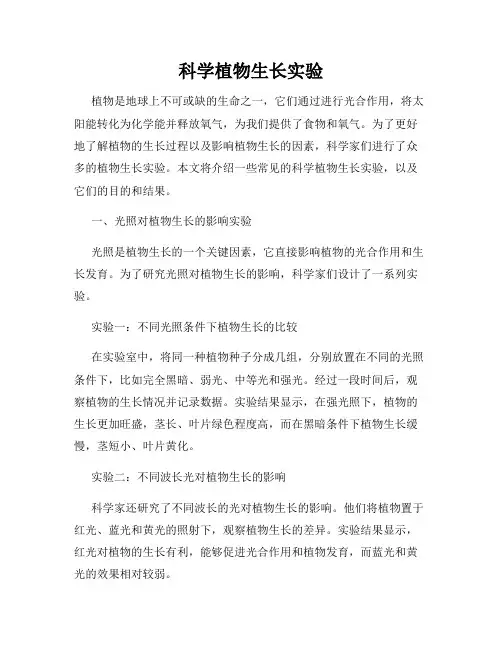 科学植物生长实验