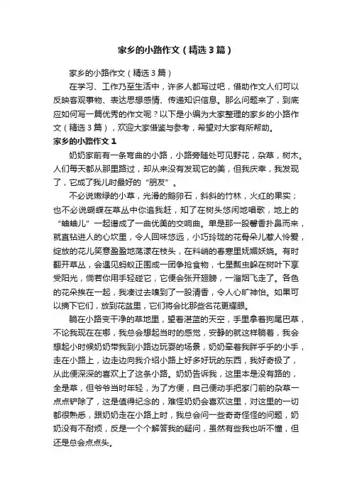 家乡的小路作文（精选3篇）