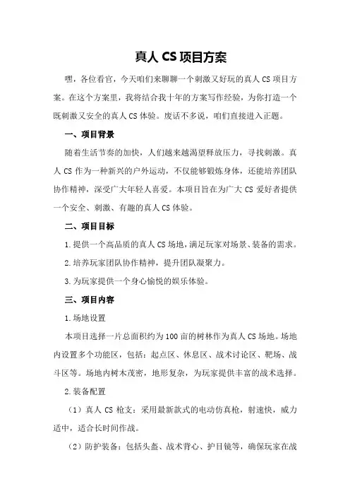 真人CS项目方案