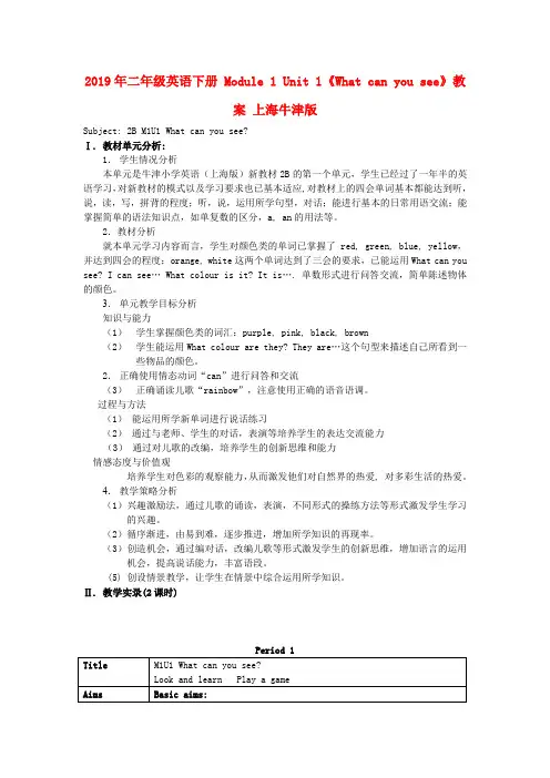 (小学教育)2019年二年级英语下册 Module 1 Unit 1《What can you se