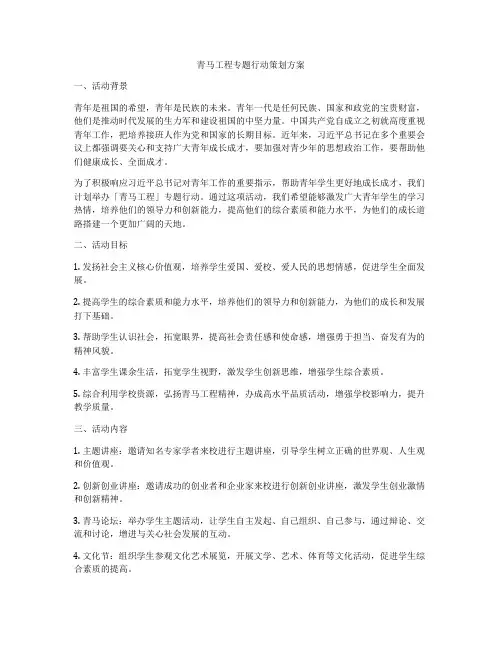 青马工程专题行动策划方案