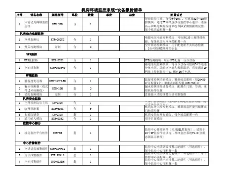机房环境监控系统-设备报价清单