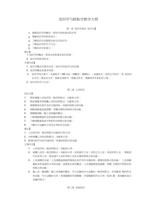 组织学复习提纲