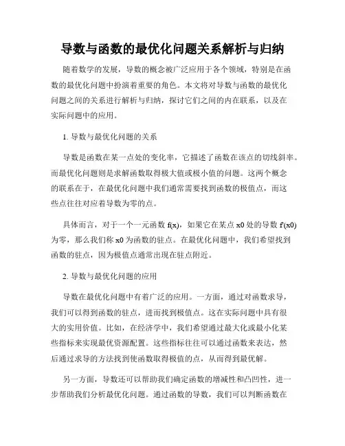 导数与函数的最优化问题关系解析与归纳