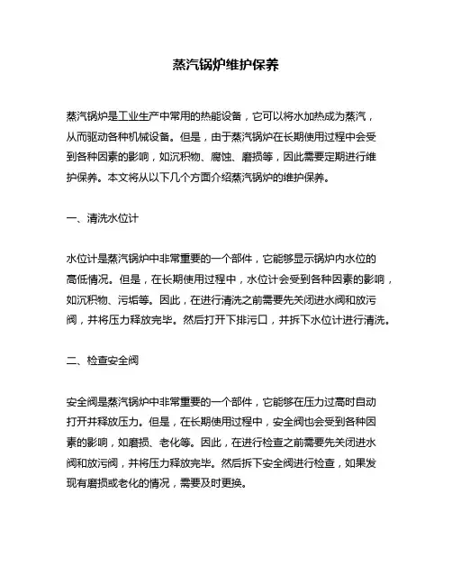 蒸汽锅炉维护保养