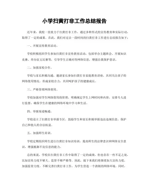 小学扫黄打非工作总结报告