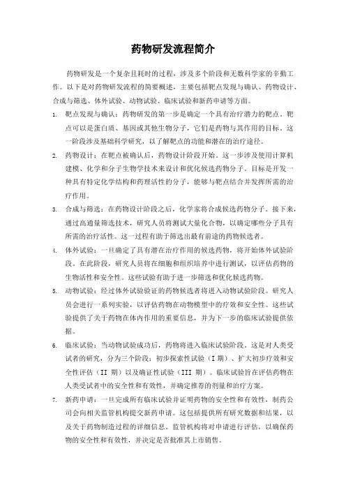 药物研发流程简介