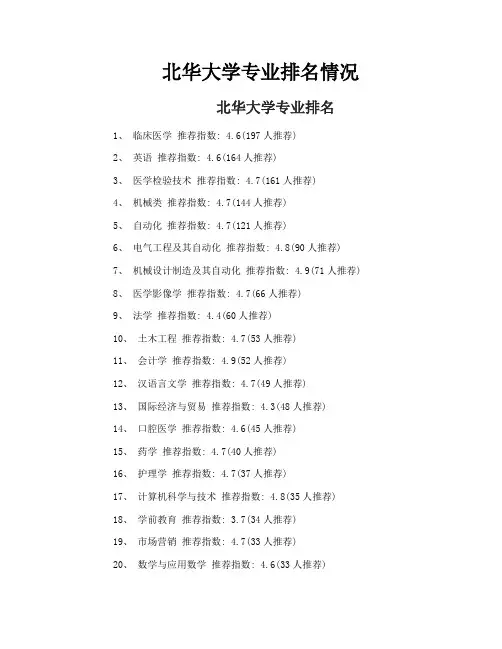 北华大学专业排名情况