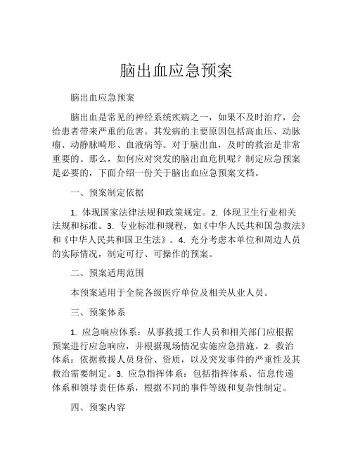 脑出血应急预案