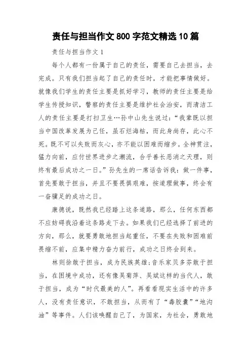 责任与担当作文800字范文精选10篇