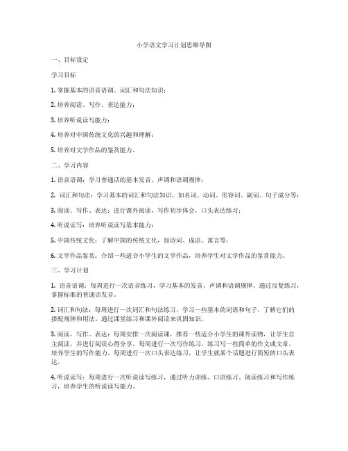 小学语文学习计划思维导图