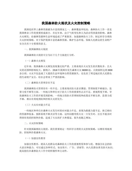 我国森林防火现状及火灾控制策略