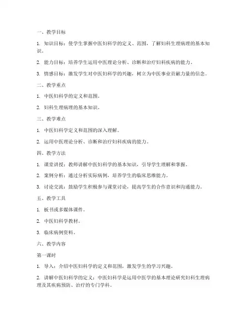 中医妇科学教案模板范文