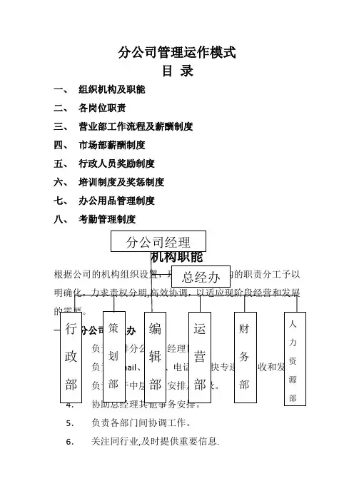 分公司管理运作模式