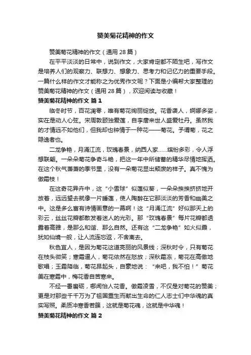 赞美菊花精神的作文（通用28篇）