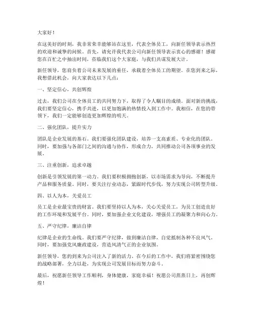 欢迎新任领导讲话发言稿