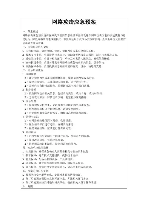 网络攻击应急预案