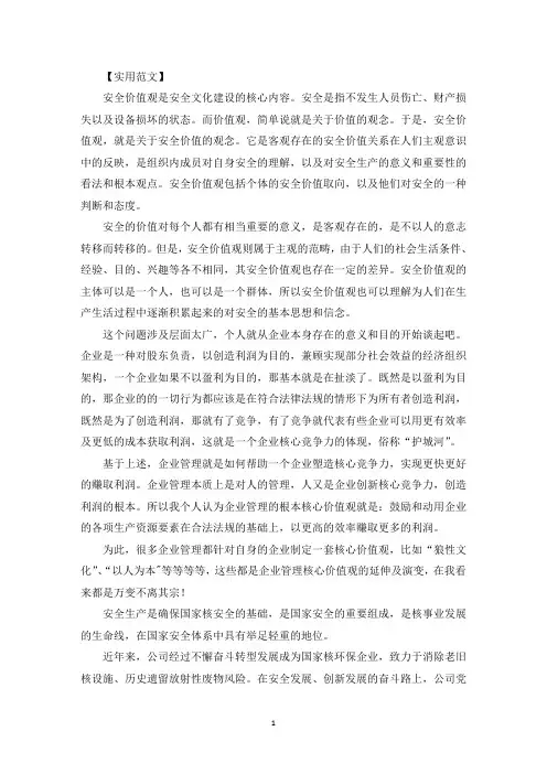 安全核心价值观是什么