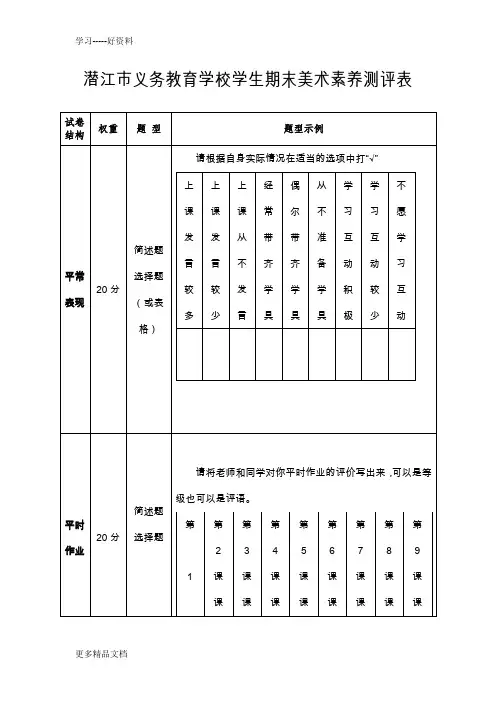 学生期末美术素养测评表)汇编