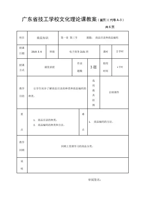 第一章-第三节-商品目录和商品编码