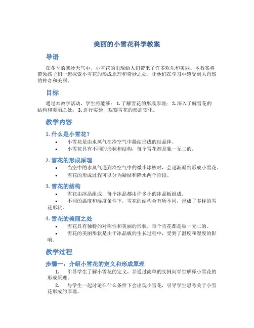 美丽的小雪花科学教案