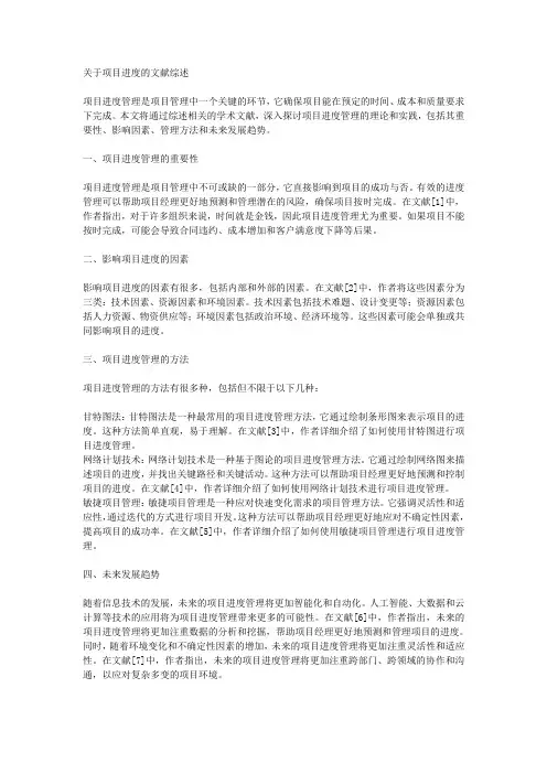 关于项目进度的文献综述