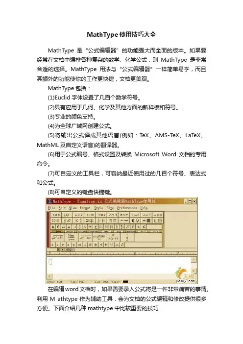 MathType使用技巧大全