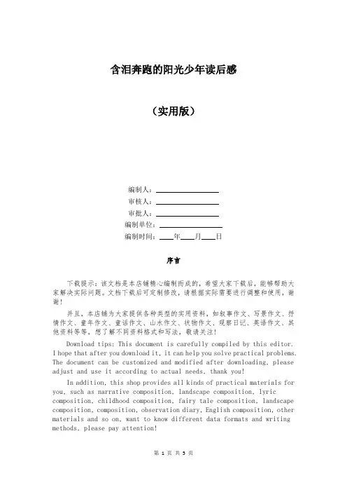 含泪奔跑的阳光少年读后感