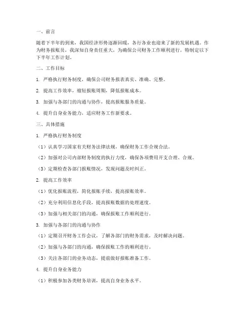 财务报账员下半年工作计划