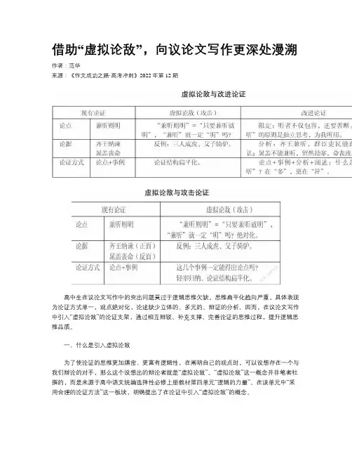 借助“虚拟论敌”，向议论文写作更深处漫溯