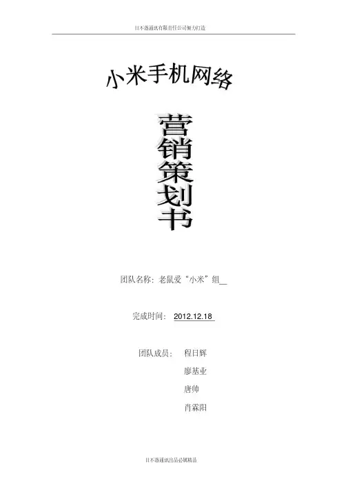 小米手机网络营销策划书