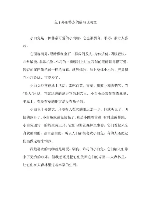 兔子外形特点的描写说明文
