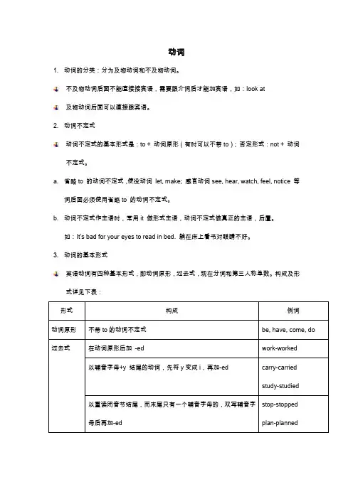 小升初语法-动词讲解及练习