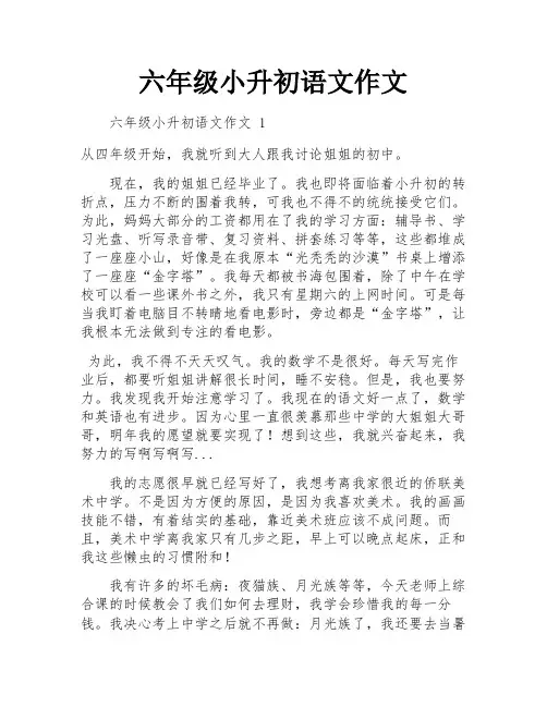 六年级小升初语文作文