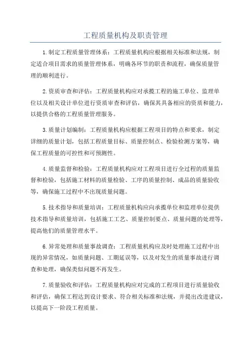 工程质量机构及职责管理