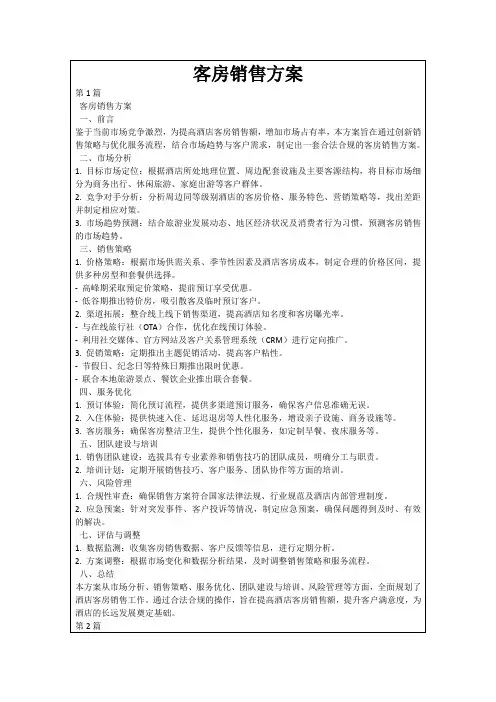 客房销售方案