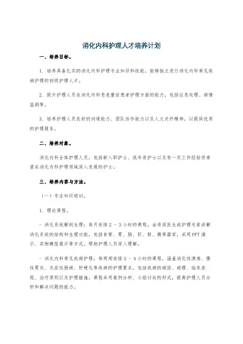 消化内科护理人才培养计划