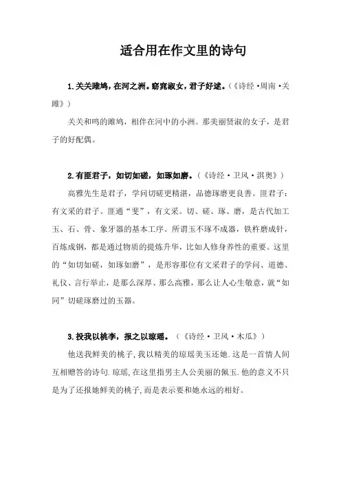 适合用在作文里的诗句