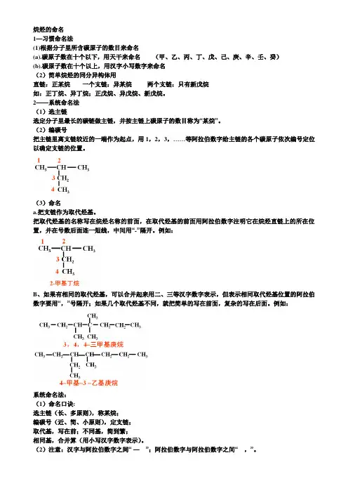 烷烃的命名