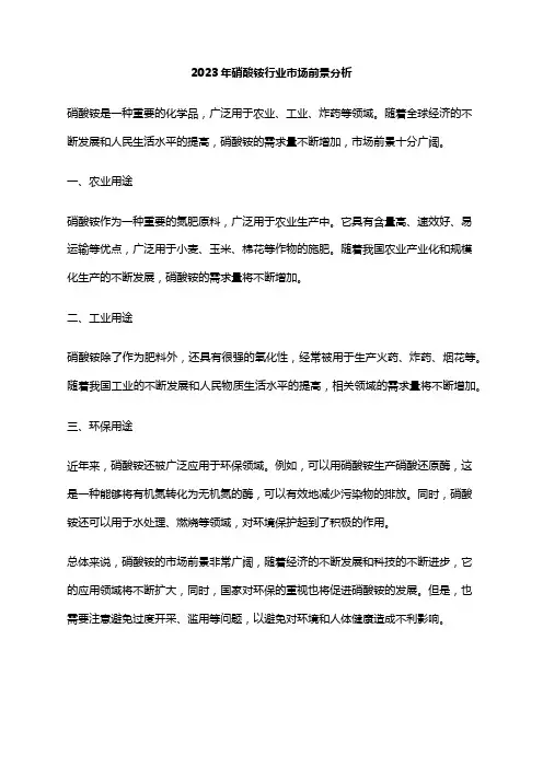 2023年硝酸铵行业市场前景分析