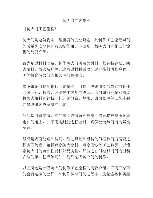 防火门工艺流程