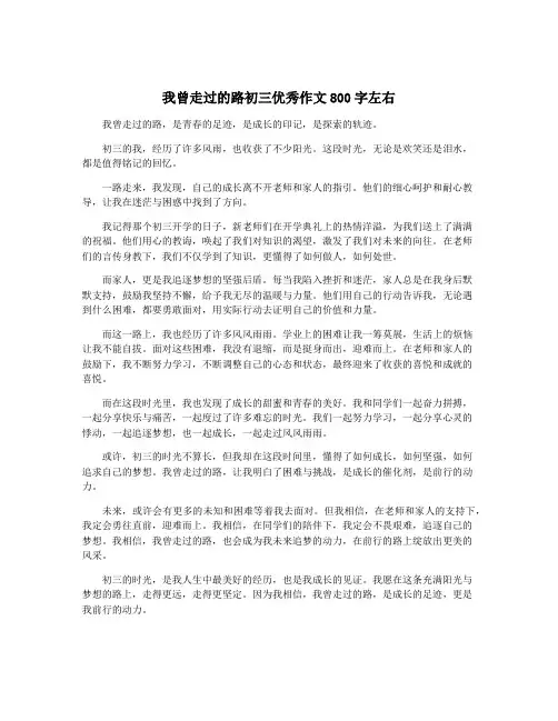 我曾走过的路初三优秀作文800字左右