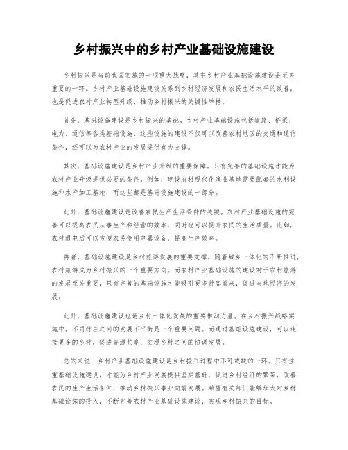 乡村振兴中的乡村产业基础设施建设