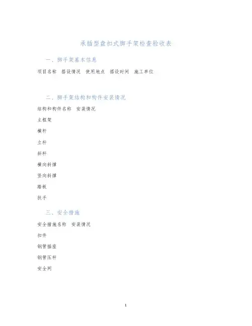 承插型盘扣式脚手架检查验收表