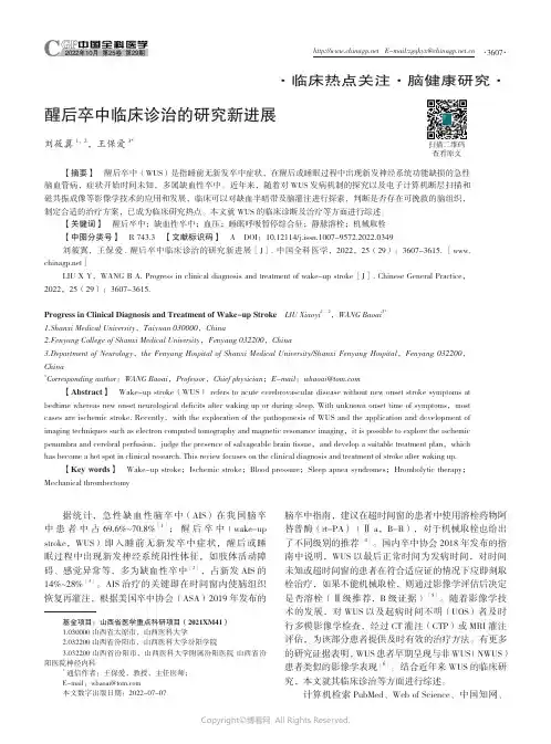 醒后卒中临床诊治的研究新进展