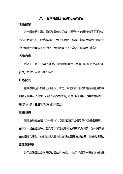 八一精神团日活动总结报告