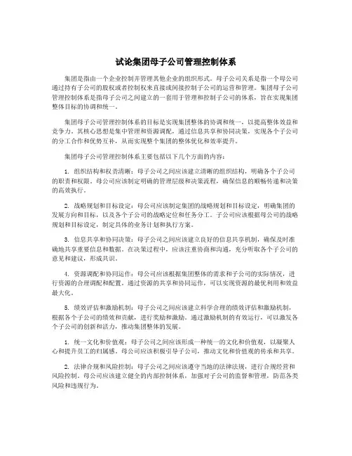 试论集团母子公司管理控制体系