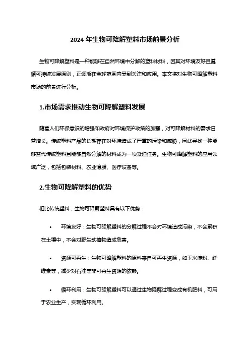 2024年生物可降解塑料市场前景分析