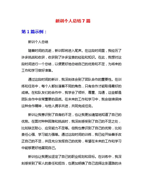 新训个人总结7篇