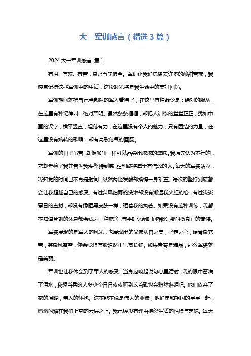 大一军训感言(精选3篇)